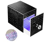 Nail Drill Bit Holder with 48 Slots, LED Grinding Head Case and Nail Bit Organizer, USB Rechargeable Storage Box for Manicure Tools, Acrylic and Faux Leather Design, 4.13 x 3.54 x 3.23 in