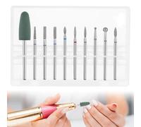 Nail Drill Bit Set, 10 Pcs Russian Manicure Drill Bits Mini Sanding Bands for Nail Drills Diamond Nails Drills Bits Professional Cuticle Removal Bit Rotary Burrs Diamond Manicure Set for Home Salon