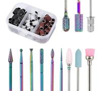 Nail Drill Bits, 12Pcs 3/32 inch Tungsten Carbide Drill Bit Set, Cuticle Bit for Nail Dril with 75Pcs File Sanding Bands (#80#120#180 Grits), Professional Drill Bits for Nails