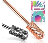 Nail Drill Bits, 2 Pcs Safety Nail Bits for Nail Drill, 3/32'' Tungsten Carbide Nail Drill Bit, Smooth Round Top Large Barrel Bits, Nail Supplies for Nail Tech to Remove Acrylic Nails (2XC)