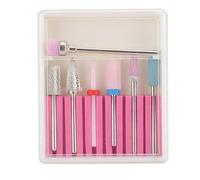 Nail Drill Bits Grinding Head Set, Dead Skin Removal Tool, Professional Nail Polisher Accessory with 7PCS Ceramic Tungsten Steel Heads, for Nail Art Sanding Polishing Reshaping Man (GH-07)