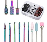 Nail Drill Bits Set, 12Pcs 3/32in Ceramic Tungsten Carbide Nail Drill Bit,Diamond Cuticle Electric Nail File Bits For Acrylic Nails With 75Pcs Nail Sanding Bands (80,120,180) For Manicures Pedicures