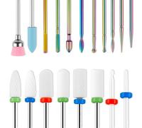 Nail Drill Bits Set 19pcs Ceramic Acrylic Gel Drill and Electric Nail Files Drill 3/32 Inch drill bits with Brush, Suitable for Filing Acrylic Nails Gel Nails Down Removing Cuticle Tools