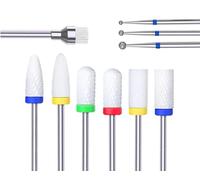 Nail Drill Bits Sets,10pcs Professional 3/32" Diamond Cuticle Electric Nail File/Ceramic Acrylic Gel Nail Bit Kit,Carbide Remover Bits for Manicure Pedicure,Home Salon (A-10pcs Ceramic)
