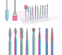 Nail Drill Bits Sets,10pcs Professional 3/32" Diamond Cuticle Electric Nail File/Ceramic Acrylic Gel Nail Bit Kit,Carbide Remover Bits for Manicure Pedicure,Home Salon (B-10pcs Tungsten Carbide)