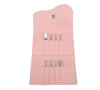 Nail Drill Bits Storage Bag Nail Drill Bits Holder Container with 16 Holes for Nail Art Enthusiasts and Professionals Pink PU Material 8pcs Nail Drill Bits