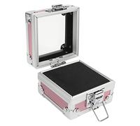 Nail Drill Bits Storage Box Aluminum Alloy Transparent Cover 25 Hole Organizer for Nail Artists and Salons Lightweight Durable and (Rosy)