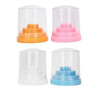 Nail Drill Bits Storage Box Transparent Durable Anti Breaking Dust Proof Function 48 Hole Design for Home DIY Nail Art Design and Salon Display Pink Orange White Blue 4pcs Set
