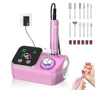Nail Drill Electric File: 45000RPM Professional E-File Machine with LED Display, Adjustable Speed, Bits & Base, Nail Drill Kit for Shaping, Removing & Polishing Gel Nails for Salon Home (Pink)
