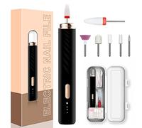 Nail Drill Electric Nail Files Professional Rechargeable Electric Nail Drill Machine with Ceramic Nail Bit for Beginners, Nail Drill Machine Set for Polish Nails, Manicure and Pedicure Tools (Black)