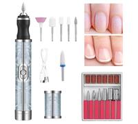 Nail Drill Kit - Portable Nail Drill Set - USB Rechargeable Low Noise Manicure Accessories, Hand Fingernail Tools for Women Teens Girls