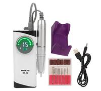 Nail Drill Machine, 30000rpm High Speed Usb Rechargeable Electric Nail Polishing Machine with 6 Bits, Acrylic Nail Drill for Nail Salon Removing Dead Skin (White)