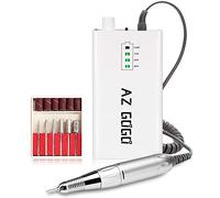 Nail Drill Machine, AZ GOGO 30000RPM Professional Rechargeable Portable Electric Efile Nail Drill for Acrylic Gel Nails, Manicure/Pedicure, Polishing, Cuticle - Salon or Home Use(White)