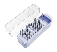 Nail Drill - Nail Bit - 40-Hole Transparent Lid Box, Dustproof Storage Organizer For Nais Drills Bits, Manicure Gel Removal Accessory With Secure Display | Perfect Fors Home Pedicure