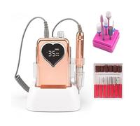 Nail Drill, Plating Gold Brushless Cordless Electric Nail Drill Machine 35000rpm Drill Set for Manicure Rechargeable Wireless Drill E File Professional Nail Tools,Gold Set-A