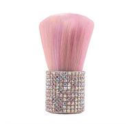 Nail Dust Brush with Shiny Rhinestone Handle, Soft Rainbow Nail Art Dust Powder Remover Cleaner Brush for Acrylic Nails - Luxury Kabuki Duster for Manicure and Makeup