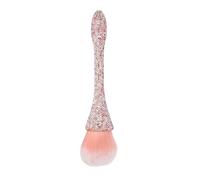 Nail Dust Cleansing Brush with Soft Nylon Hair for Comfortable Grip - Prevent Deformation and Shed Hair, for Loose Powder, White (Pink)