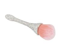 Nail Dust Cleansing Brush with Soft Nylon Hair for Comfortable Grip - Prevent Deformation and Shed Hair, for Loose Powder, White (White)