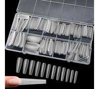 Nail Extension Forms 240Pcs/Set Assorted Ultra-Thin Frosted Clear Nail Forms with Storage Case, Manicure Accessories for Home, Salon, Xmas Decors