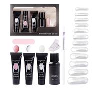 Nail Extension Gel - 3 Colors Manicure with File | Nails Building Forms and Gel with Easy Application Supporting Salon and Home Use for Professionals Beginners Mother Girlfriend Everyday Wear