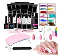 Nail Extension Gel Set, 6 Colours, Manicure Tool with UV Lamp for Creative Application, Extension Top Gel for Travel, Business Trip, Home, Outdoor, School, Girlfriend, Wife, Girlfriend