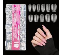 NAIL Extensions Kit 600Pcs Medium Square Nail Tips - 12 Sizes Soft Gel Full Cover Nails-Tips, Clear Acrylic False Press on Nail Tip for DIY Manicure Art Salon