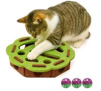 Nail File Box Cat - Cat Nail File Enrichment Box with Multi-Layer Maze & Felt Scratch Panel for Natural Claw Care - Durable Cats Nails Files Boxes for Indoor Play & Daily Enrichment (Round green)