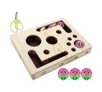 Nail File Box for Cats - Natural Wood Cat Care , Scratch Cognitive Challenge System, Rolling Sound Toy Element, Mental Stimulation Module | Protection of Cats