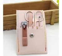 Nail File Nail Scissors Clipper Manicure Pedicure Kit Convenient to Use Manicure Set Sturdy for Travelling,4PCS Pink A
