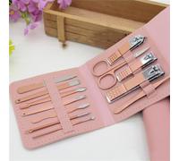Nail File Nail Scissors Clipper Manicure Pedicure Kit Convenient to Use Manicure Set Sturdy for Travelling,12pcs Pink