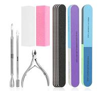 Nail File Set, WOVTE 11 Pcs Nail Files Block 7 Ways Buffer Block Buffer Block Sponge Polished, Come with Cuticle Nipper and Pusher for Dead Skin Nail Trimming Manicure Tools