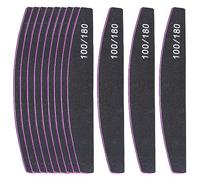 Nail Files, 12Pcs Professional Nail Files Set,100/180 Grit Double-Sided Emery Board Nail File, Washable Nail Files Tools for Manicure (Black)