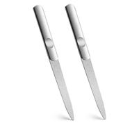 Nail Files 2 Pack, Nail Files for Natural Nails, Professional Stainless Steel Nail File & Buffer Set with Sapphire Grit, Durable Rustproof Nail File for Manicure & Pedicure