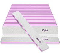 Nail Files for Acrylic Nails, 50pcs 80/80 Grit Nail Files Bulk Reusable Rough Coarse Square Jumbo Nail File Set 50pcs Manicure Pedicure Tools