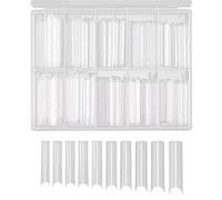 Nail Forms for Gel Nails Natural Long Straight Square Shape Tips For Acrylic False Nail With Box (Clear) Dual Nail Forms