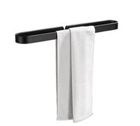 Nail-free Towel Bar, Rust-proof Aluminum Towel Rack, Multi-functional Slipper Rack, Impact-resistant Storage Rack For Small Spaces.(Black,15.7in)