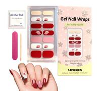 Nail Gel - 14 Decorative Adhesive Stickers | Semi-Hardened Gel Without UV Lamp with File and Stick, for Glossy Finish Christmas Decorations Salon Quality