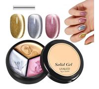 Nail Gel Colors Set - 5G UV LED | 3 Color Manicure Art Varnish Glitter Gel With Magnetic Tool | Beginners Women Girls Home Salon Professional Travel Party Spa Studio