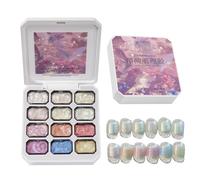 Nail Gel - Highly Pigmented Patting Colour Set, 12 Grid Fingernail Cosmetic Set | Durable 24g Supplies, Lightweight Salon Travel Companion, Portable Wedding Dating Beauty Equipment