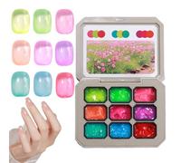 Nail Gel, Nail Polish Gel with 9 Different Colours for Painting Nails - Durable Solid Natural Modelling Clay Easy to Use for Salon and Home Use on the Go Women