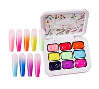 Nail Gel Paint, Pat Gel Polish, 9-Color Design Long-Lasting Vibrant Manicure Gradient Painting Palette, Creative Art Accessories for Women, Girls, Salon Home Use, 22.5ml 1 Set