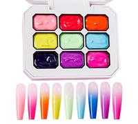 Nail Gel Palette - Gradient Drawing Gel, 9-Color Polish Accessory, Nail Design Tool, Creative Art Medium Innovative Brush Texture Enhancer Smooth Blend Formula Professional Salon Detail Piece | Grad