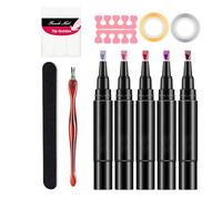 Nail Gel Pen Set - 5X Polish Pens, Multipack Manicure Applicator For Salon Style, Varnish Wand With Shield Layer, Beauty Supply, Lacquer Tool For Patterns, Detailing And Fingertip Decoration