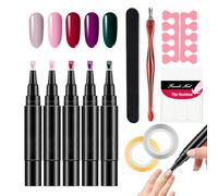 Nail Gel Pens - 5 Ml Per Tube, Polish Pen Set | One-Step Gel Nails Polishs Manicure Tool | Nails Polish Kit - Tool Pen With Professional Home Salon Quick Drying Finish