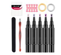 Nail Gel Pens Set for, Gel Polish Manicure Kit, Base and Top Coat Nail Pens, Nail Pen Set for, Gel Base and Top Coat Pens, 5 Piece Gel Polish Set, Easy Application Nail Gel Pens