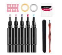 Nail Gel Pens - Sponge Nail Polish Strip | 5X Nail Polish Pens | Complete Nail Design Kit with French Tips And Files | Gel Base Top Coat | Quick-Drying Nail Polish | Nail Pen For Manicure
