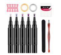 Nail Gel Pens - Sponge Nail Polish Strip | 5X Nail Polish Pens | Complete Nail Design Kit with French Tips And Files | Gel Base Top Coat | Quick-Drying Nail Polish | Nail Pen For Manicure