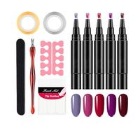 Nail Gel Pens - Sponge Nail Polish Strip | 5X Nail Polish Pens | Complete Nail Design Kit with French Tips And Files | Gel Base Top Coat | Quick-Drying Nail Polish | Nail Pen For Manicure