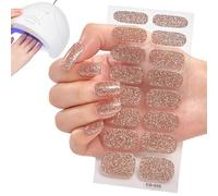 Nail Gel Strips Semi-Cured - Peel And Stick Gel Nail Stickers Full Cover | Long-Lasting Semi Cured Gels Nails Wraps, Easy Apply UV Gels Polish Stickers For Women, DIY Manicure, Home Salon Use