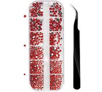 Nail Gems, Flat Back Crystal Rhinestones with Pick Up Tweezer for Nail and Face Art, Craft Decoration, 1500Pcs, 3 Sizes